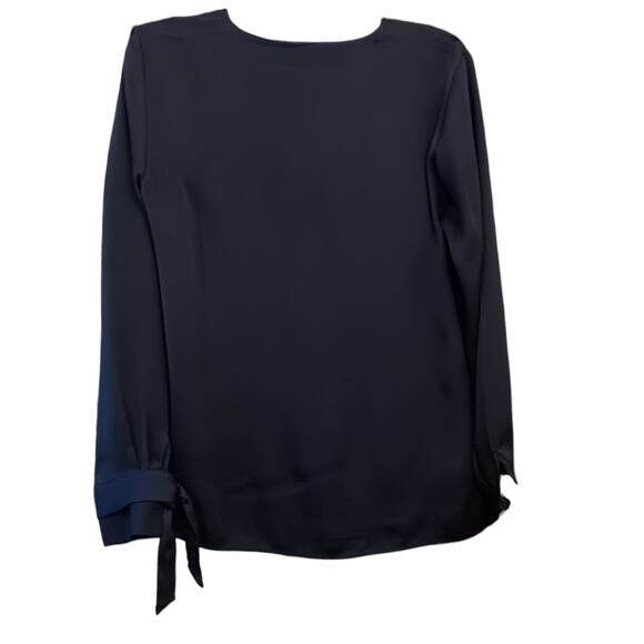 BANANA REPUBLIC Dressy Blouse M Navy Blue Career Office‎ Professional Tie Cuffs - Picture 2 of 8